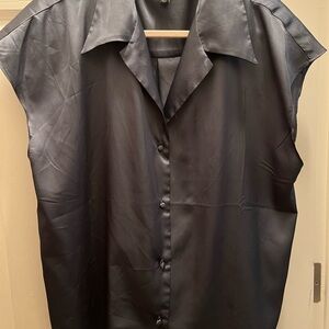 Women’s Navy Blue Satin Shirt